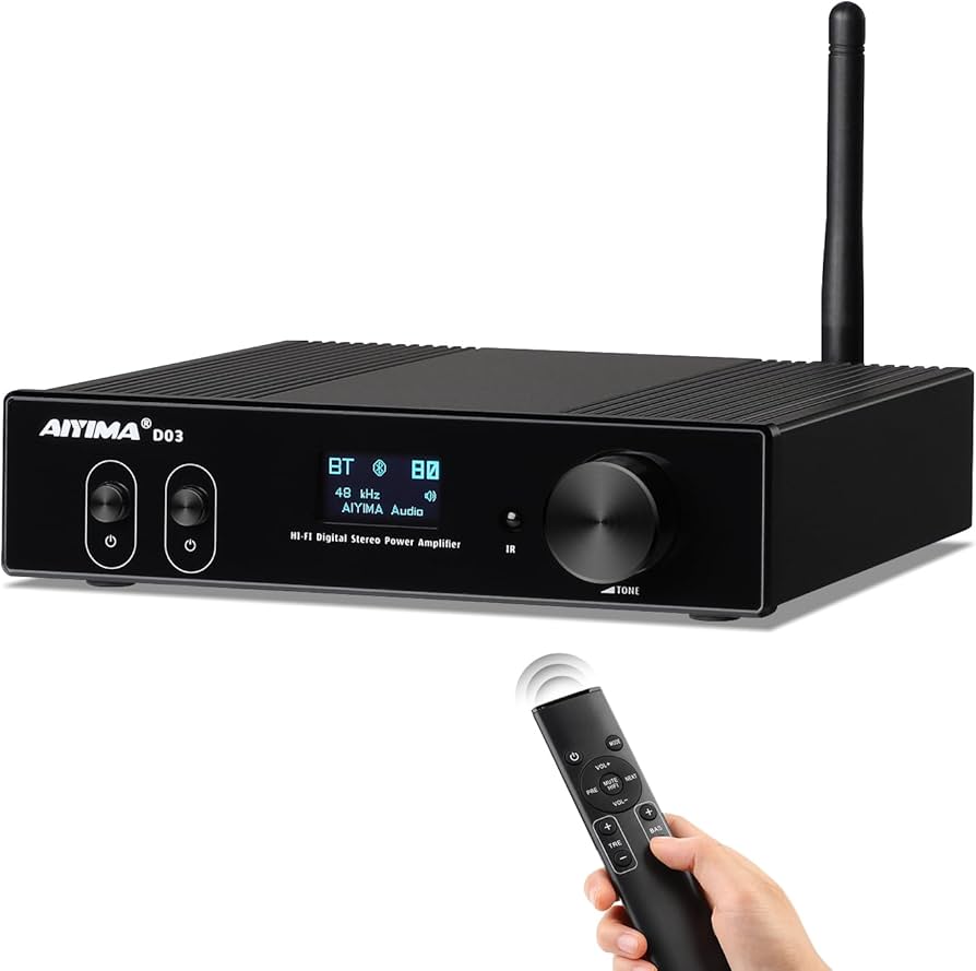 AIYIMA D03 パワーアンプ　ブラック Amazon | AIYIMA D03 Bluetooth5.0 パワーアンプ 150W * 2 HIFI2